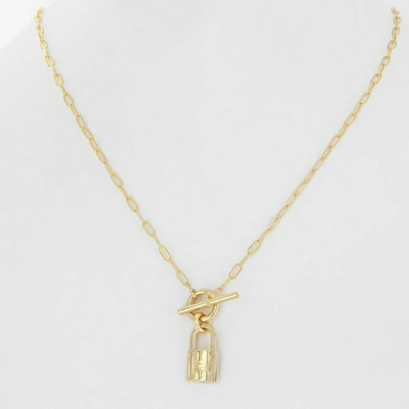 NEW Paperclip Lock Toggle Chain Necklace - Picture 3 of 8